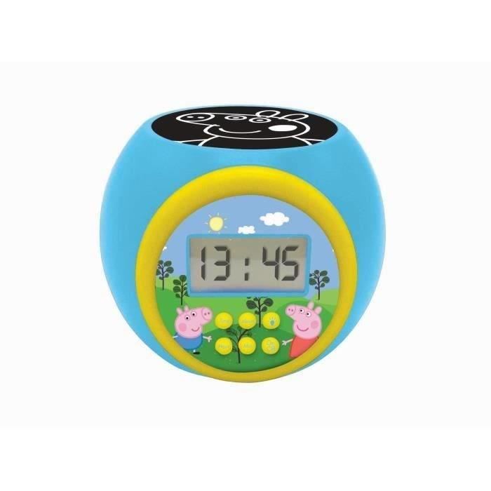 Lexibook - Réveil-projecteur Peppa Pig - Fonction Alarme et répétition Snooz - Veilleuse avec minuterie - Ecran LCD - Piles