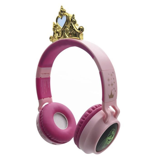 LEXIBOOK - Casque lumineux pliable Bluetooth et filaire Princesses Disney avec limitation du volume