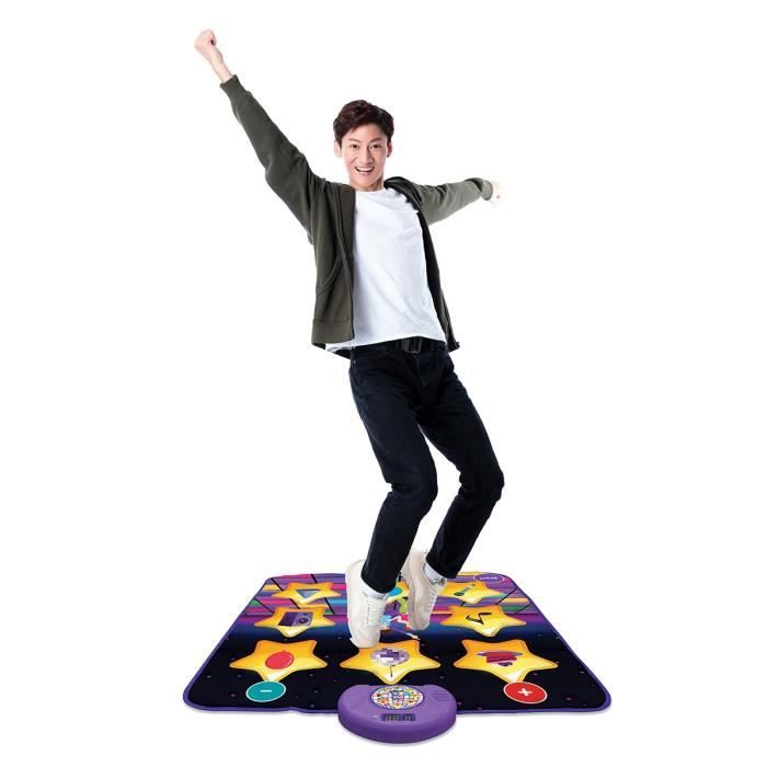 Lexibook - Tapis de danse électronique  - Touches Lumineuses - Enceinte intégrée - Violet/Jaune -DM10 - Bluetooth - 6 modes de jeu