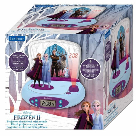 Lexibook - Réveil-projecteur Reine des neiges - Fonction Alarme et répétition Snooz - Veilleuse avec minuterie - Ecran LCD - Piles
