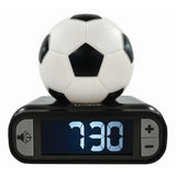 LEXIBOOK - Réveil veilleuse Football - Sons et mélodies, écran LCD rétro-éclairé et lumineux - Blanc, Noir