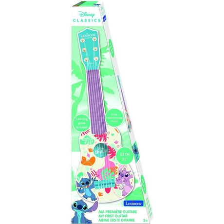 Lexibook, Disney Stitch, Ma premičre Guitare pour Enfant, 6 Cordes en Nylon, 53 cm, Guide Inclus, Dčs 3 ans