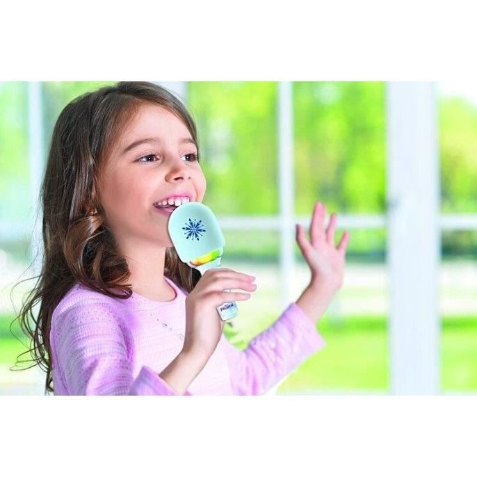 Lexibook - Microphone Karaoke Reine des Neiges - 3 modes et 4 effets sur la voix - Recharge USB-C - Bluetooth Sans fil