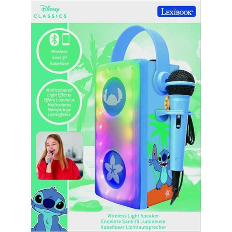 Lexibook - Enceinte Bluetooth Stitch avec micro - Effets lumineux multicolores - Des 3 ans - Port de carte SD/TF - Des 3 ans