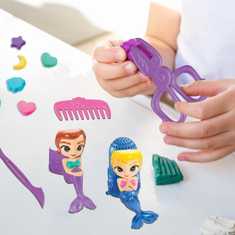 LEXIBOOK CRAZART - Salon de coiffure scintillant pour sirenes en pâte a modeler douce et malléable - Rose Blanc Bleu Jaune - 3 ans
