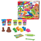 LEXIBOOK CRAZART - Kit de dinosaures en pâte a modeler malléable et fluorescente - Bleu Violet Rouge Orange Vert Jaune Rose,