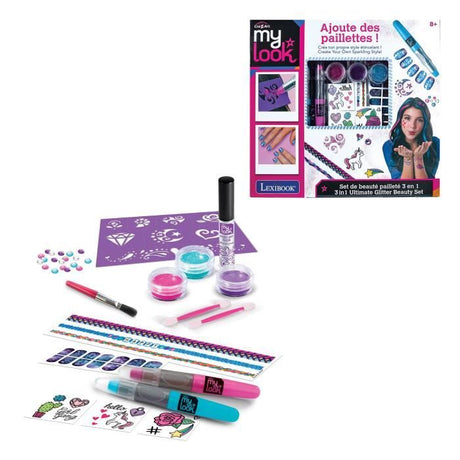 LEXIBOOK CRAZART - Kit de beauté 3 en 1 pailleté