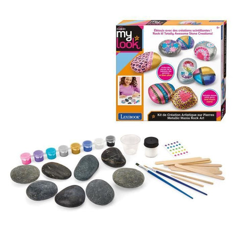 LEXIBOOK CRAZART - Kit de création artistique sur pierres avec effet métallique - Des 6 ans
