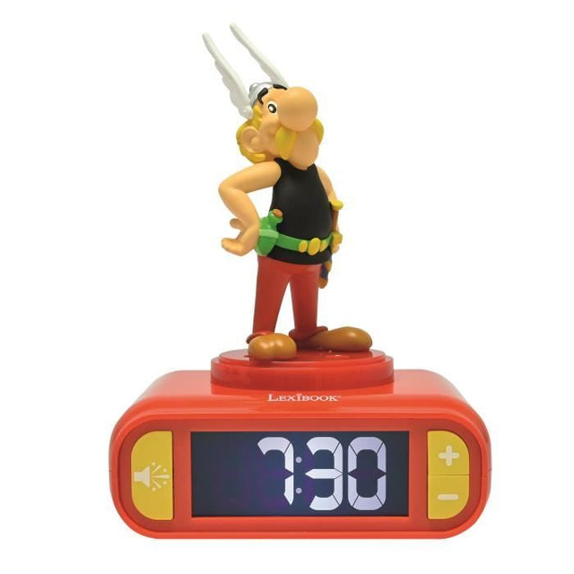LEXIBOOK - Réveil veilleuse Astérix - Sons et mélodies, écran LCD rétro-éclairé et lumineux - Noir, Blanc, Rouge, Jaune
