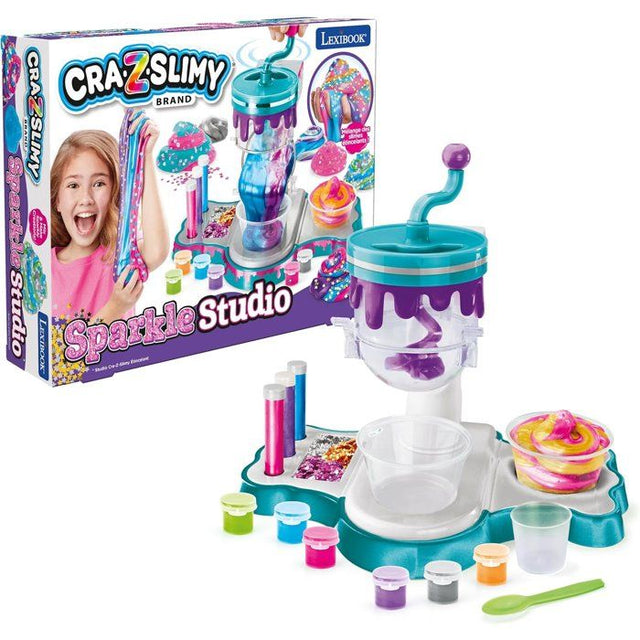 LEXIBOOK CRAZART - Studio Cra-Z-Slimy étincelant - Mélangez couleurs et effets pour fabriquer des slimes