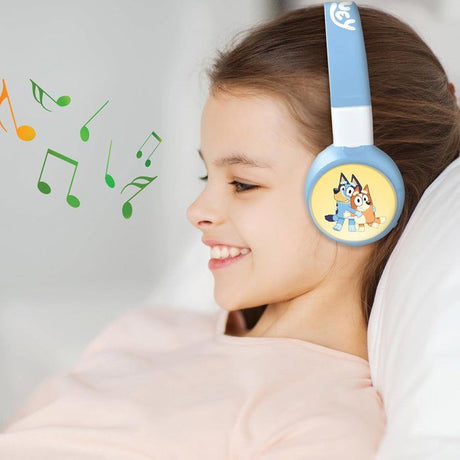 LEXIBOOK - Casque 2 en 1 Bluetooth et Filaire confortable et pliable avec limitation de son, design - Bluey