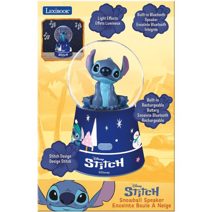 Enceinte Bluetooth - Lexibook - Disney Stitch - Boule a Neige Stitch - Bleu - Rechargeable USB-C - Design décoratif
