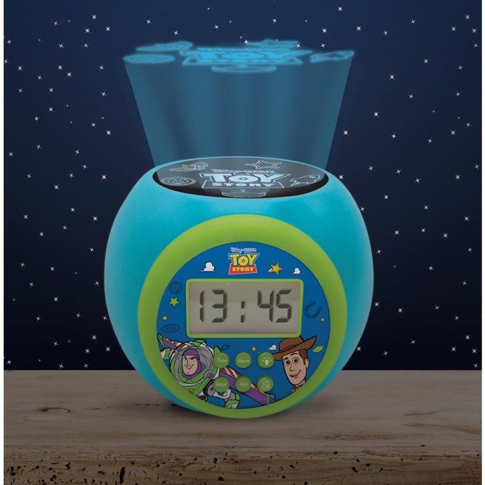 Lexibook - Réveil-projecteur Toy Story - Fonction Alarme et répétition Snooz - Veilleuse avec minuterie - Ecran LCD - Piles