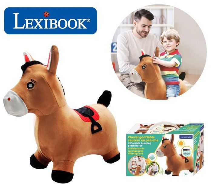 Porteur - LEXIBOOK - Cheval Sauteur Gonflable en Peluche - Design 2-en-1 - Housse amovible - Pour Enfant