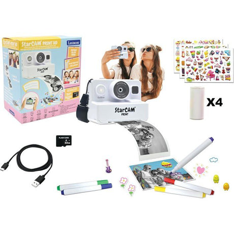 Lexibook - StarCAM Print - Appareil instantané - Fonctions Photo et vidéo, Carte Micro-SD 32Go et kit de Personnalisation
