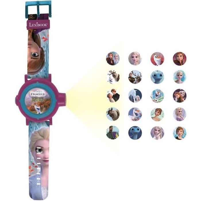 Montre digitale avec projection de 20 images design Reine des Neiges