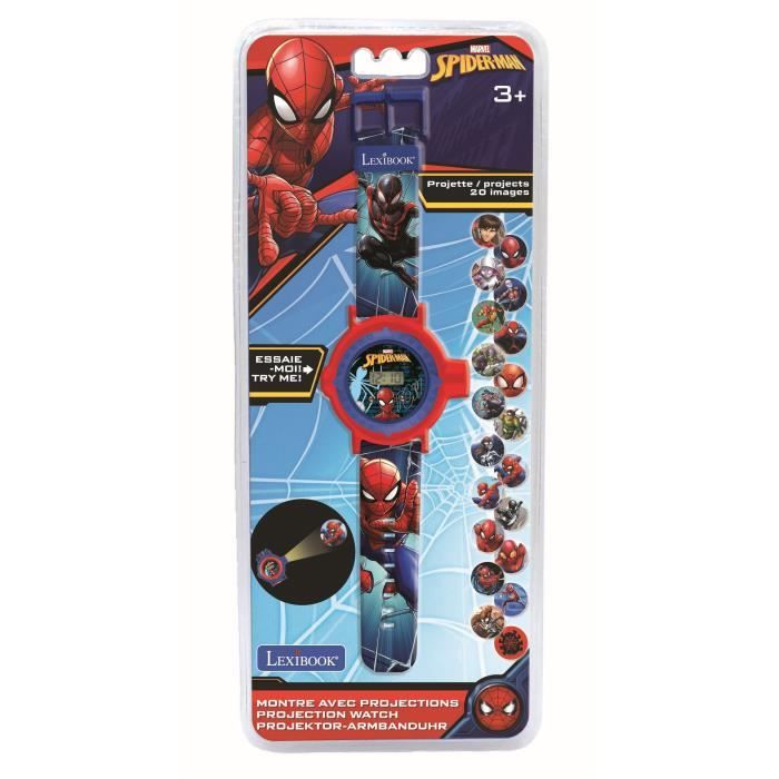 Montre digitale de projection Spider-Man - LEXIBOOK - 20 images - Bracelet ajustable - Des 3 ans