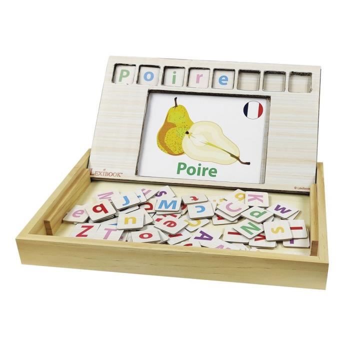 LEXIBOOK - Bio Toys - L’Ecole des mots bilingue Français / Anglais – Jeu en Bois