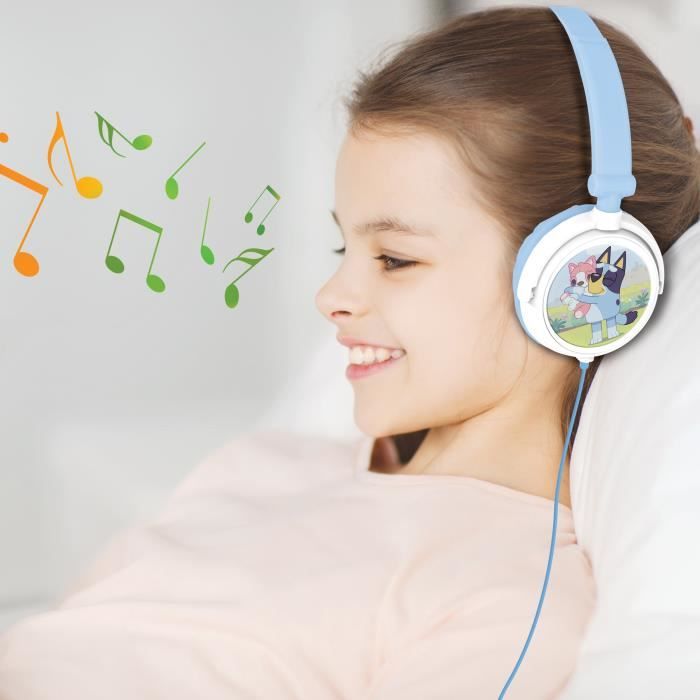 Lexibook - Casque stéréo filaire pliable avec limitation de volume d'écoute Bluey