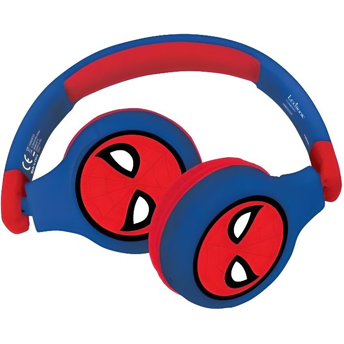 SPIDER-MAN - 2 in 1 Bluetooth Headset - Comfortable and Foldable Wired for Children with Sound Limiting - LEXIBOOK