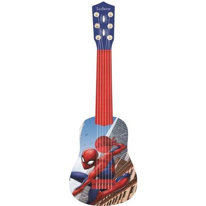 Lexibook, Spiderman, Ma premiere Guitare pour Enfant, 6 Cordes en Nylon, 53 cm, Guide Inclus, Des 3 ans