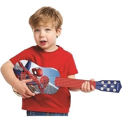 Lexibook, Spiderman, Ma premiere Guitare pour Enfant, 6 Cordes en Nylon, 53 cm, Guide Inclus, Des 3 ans
