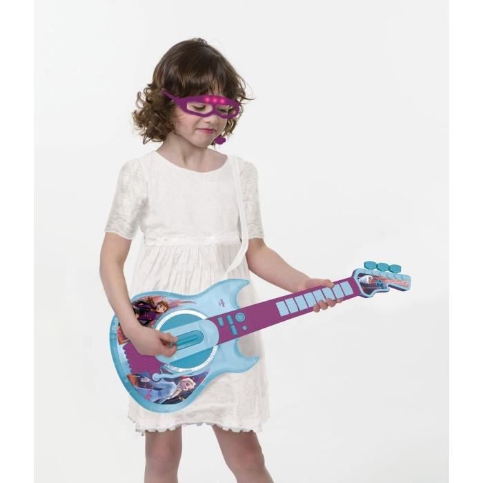 Lexibook - Reine des Neiges - Guitare électronique lumineuse - Lunettes avec microphone - Mélodies - 2 modes de jeu - Prise  MP3
