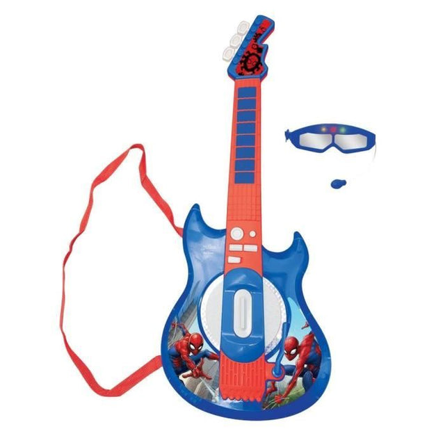 Lexibook - Spider-Man - Guitare électronique lumineuse - Lunettes avec microphone - Mélodies - 2 modes de jeu - Prise  MP3