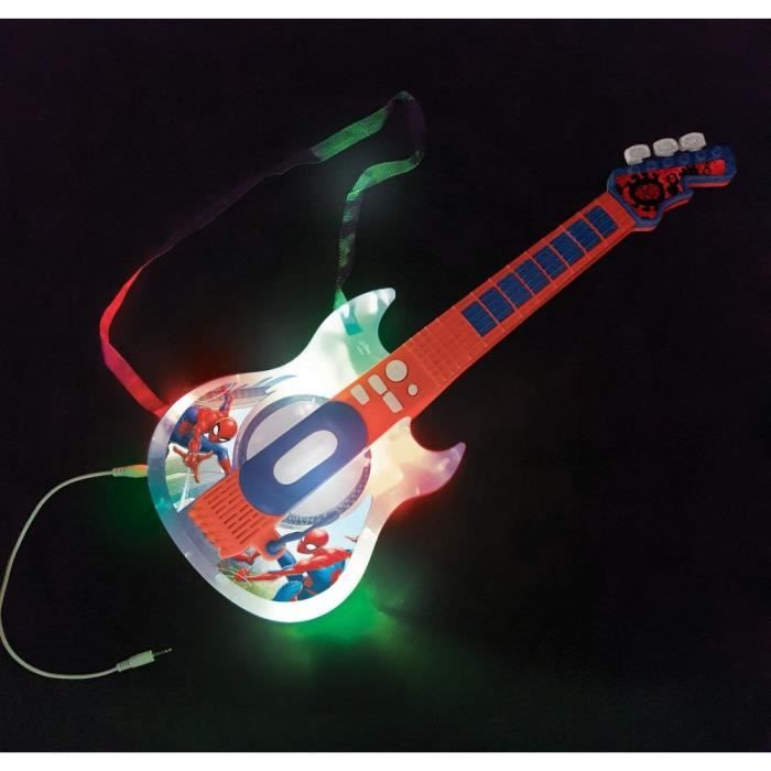 Lexibook - Spider-Man - Guitare électronique lumineuse - Lunettes avec microphone - Mélodies - 2 modes de jeu - Prise  MP3