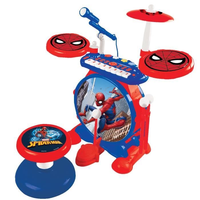 SpiderMan - Electronic drum set for children - Luminous - Complete with keyboard, cymbals and stool - Lexibook