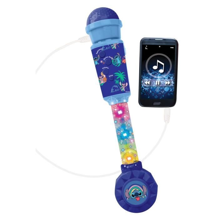 Microphone Stitch lumineux, enceinte (entrée auxiliaire), mélodies et effets sonores