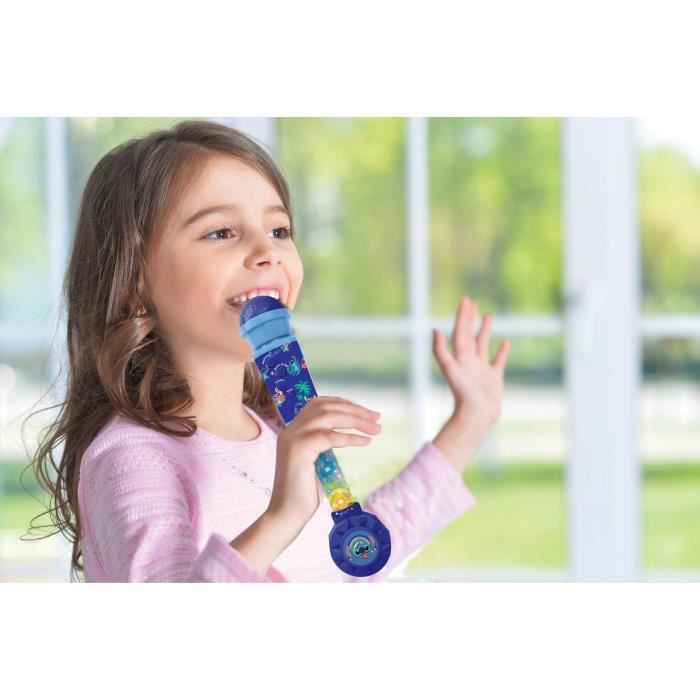 Microphone Stitch lumineux, enceinte (entrée auxiliaire), mélodies et effets sonores