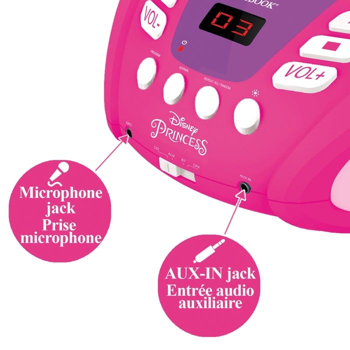 LECTEUR CD Bluetooth Disney Princess - Effets Lumineux - LEXIBOOK