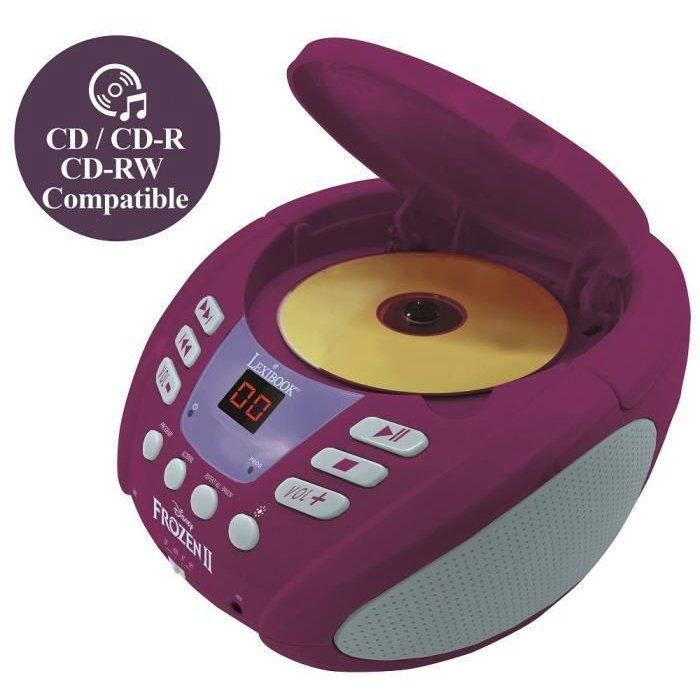 Lecteur CD Bluetooth La Reine des Neiges avec Effets Lumineux - LEXIBOOK - Transportable - Karaoké - Bleu