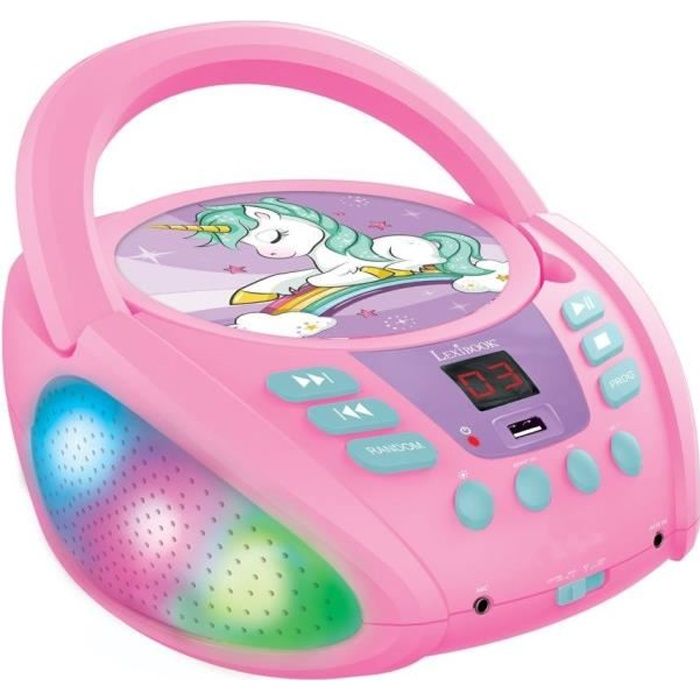 Unicorn Bluetooth Portable CD Player - LEXIBOOK - Light Effects - USB - Children's - Purple - Pink