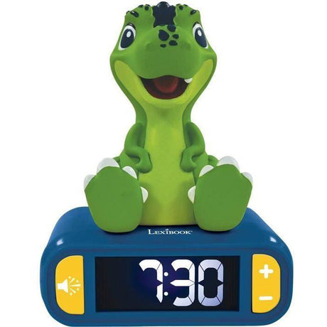 LEXIBOOK - Réveil veilleuse Dino - Sons et mélodies, écran LCD rétro-éclairé et lumineux - Vert