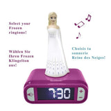 LEXIBOOK - Réveil veilleuse Elsa La Reine des Neiges - Sons et mélodies, écran LCD rétro-éclairé et lumineux - Blanc, Violet