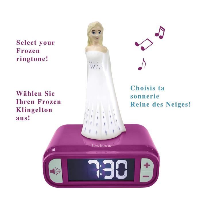 Réveil veilleuse digital LEXIBOOK - La Reine Des Neiges 2 - 3D lumineux et sonore - Blanc et violet - Enfant