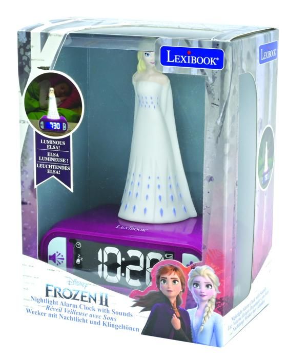 Réveil veilleuse digital LEXIBOOK - La Reine Des Neiges 2 - 3D lumineux et sonore - Blanc et violet - Enfant