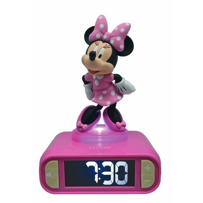 Minnie 3D Digital Alarm Clock with Luminous Night Light and Sound Effects - LEXIBOOK - Battery - Pink and Black