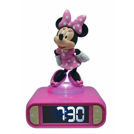 LEXIBOOK - Réveil veilleuse Minnie - Sons et mélodies, écran LCD rétro-éclairé et lumineux - Rose, Noir