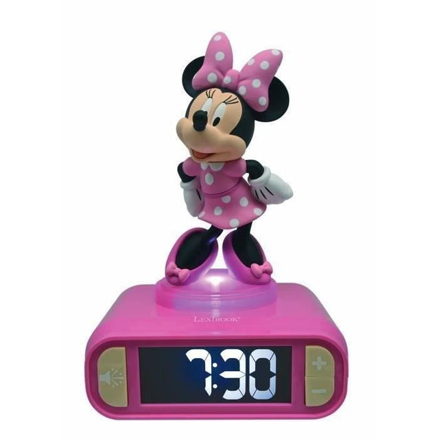 LEXIBOOK - Réveil veilleuse Minnie - Sons et mélodies, écran LCD rétro-éclairé et lumineux - Rose, Noir