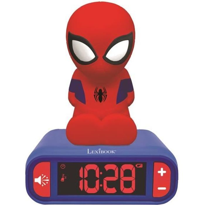 LEXIBOOK digital night light alarm clock - Spiderman - 3D light and sound - Red and blue - Children