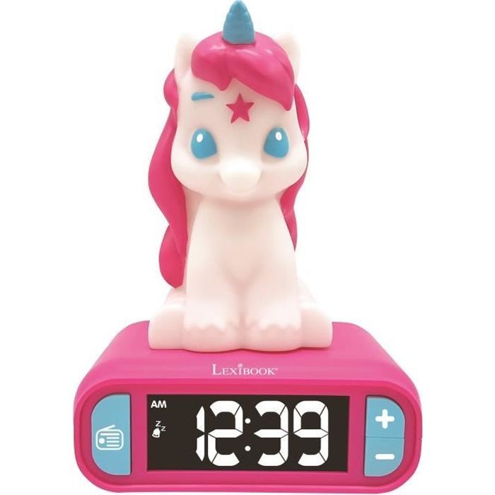 LEXIBOOK digital night light alarm clock - Unicorn - 3D light and sound - White and pink - Children