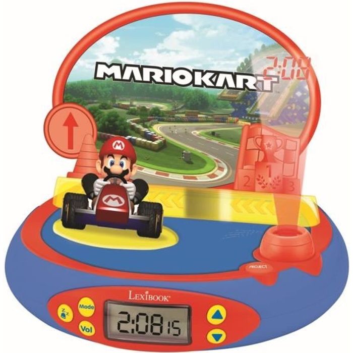 MARIO KART - Projector Alarm Clock with Nintendo Video Game Sounds - LEXIBOOK