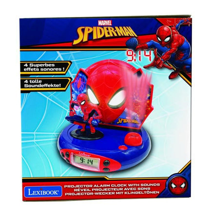Lexibook - Spiderman - Réveil Projecteur -  Veilleuse et Projection de l'heure au Plafond -  Effets sonores - Piles