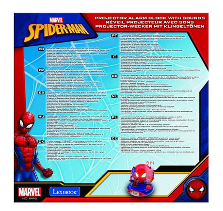 Lexibook - Spiderman - Réveil Projecteur -  Veilleuse et Projection de l'heure au Plafond -  Effets sonores - Piles
