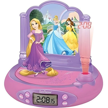 Lexibook - Disney Princesses Raiponce - Réveil Projecteur -  Veilleuse et Projection de l'heure au Plafond -  Effets sonores - Piles