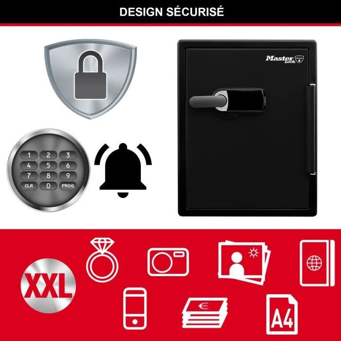 MASTER LOCK Coffre-fort ignifugé et résistant a l'eau (code tactile + alarme) 56,5 L