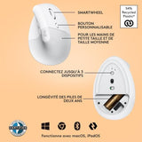 Souris - Sans Fil - Logitech - Lift Ergonomique Verticale - Blanc - Droitier